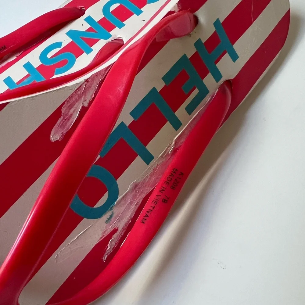 Kate Spade Hello Sunshine Red and White Flip‎ Flops (see description)